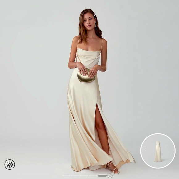 Fame and Partners Dresses & Skirts - FAME AND PARTNERS SATIN GOWN, CHAMPAGNE, SIZE 4